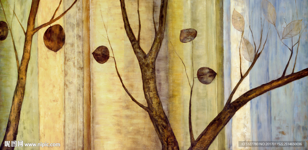 欧式抽象树木油画装饰画