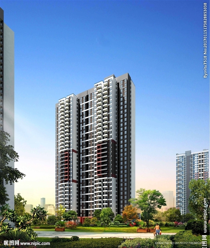 高层住宅内庭景观效果图