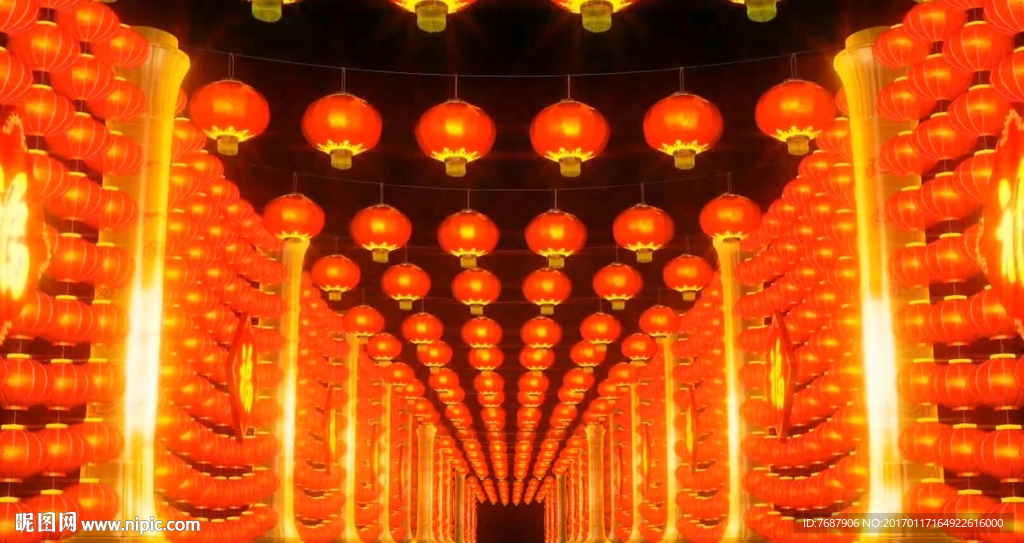 春节喜庆红灯笼灯阵