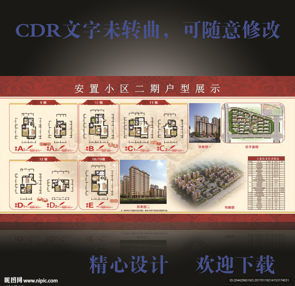 安置小区户型彩图地产展示展板