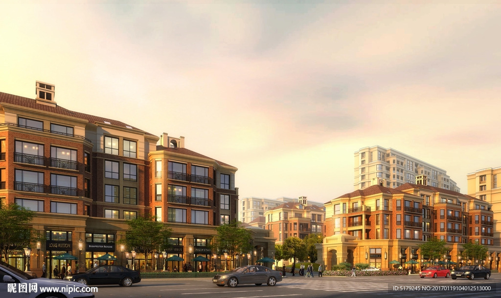 街边的商铺建筑物景观源文件