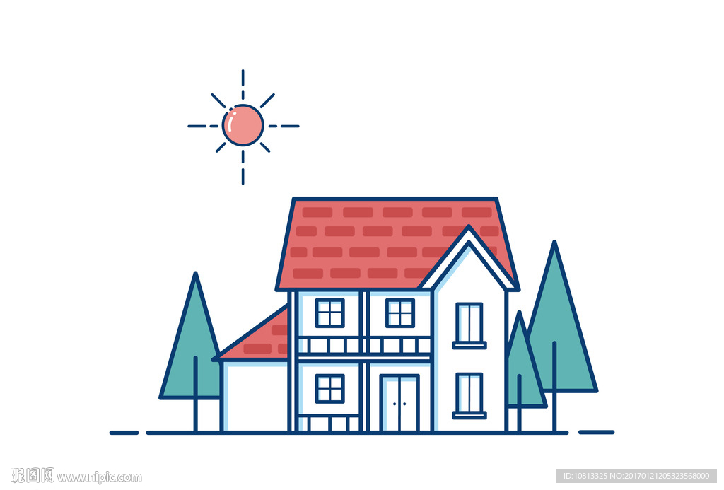 小竹楼扁平插画设计图__其他_ 移动界面设计_设计图库_昵图网nipic.co