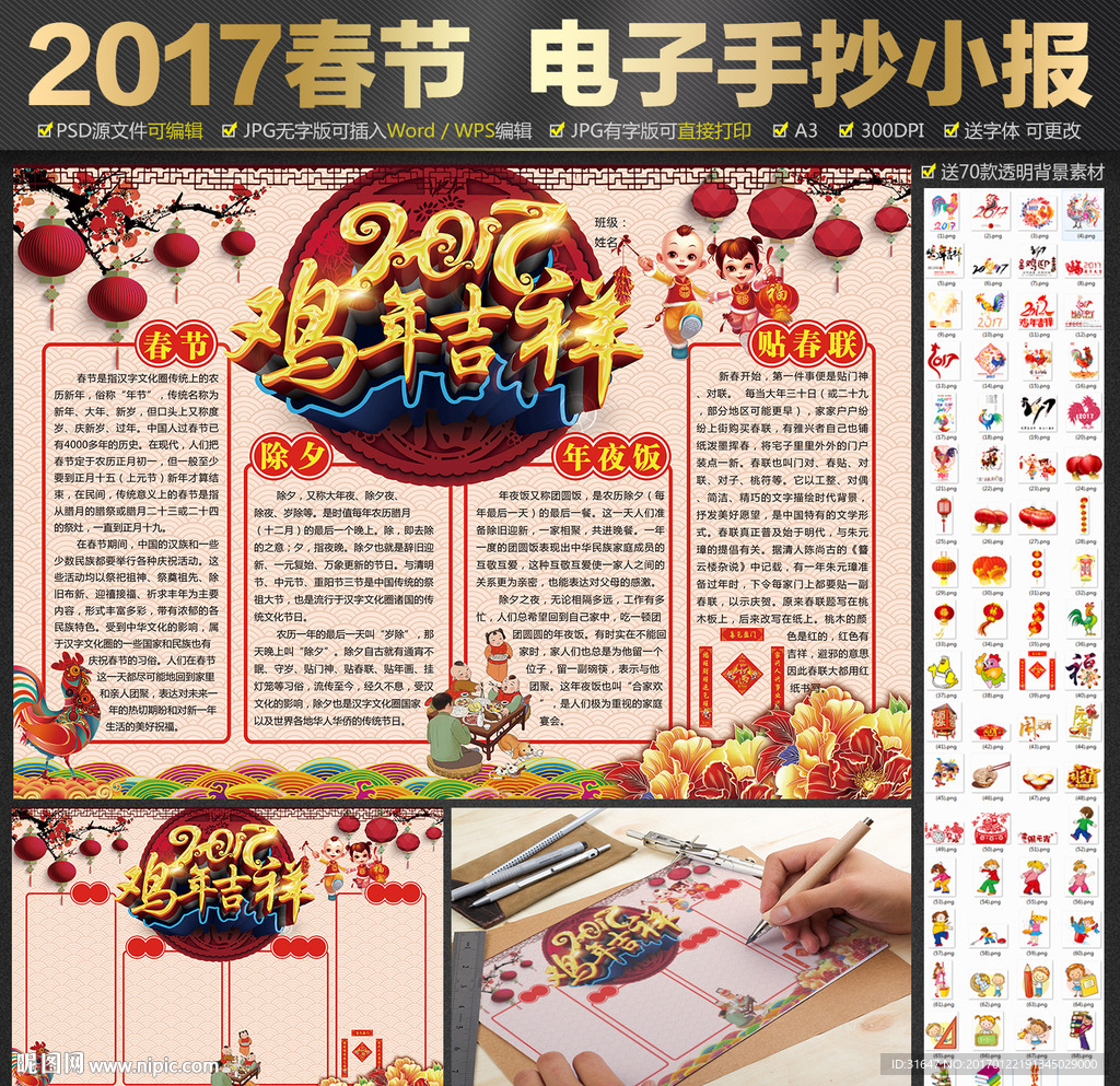 2017年春节电子小报通用模板