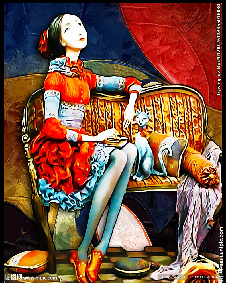 欧风古典少女装饰画