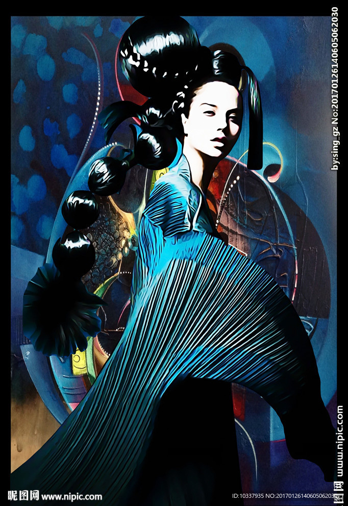 复古风美女装饰画