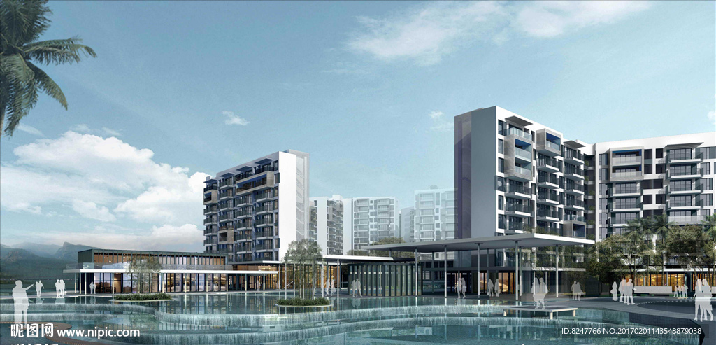 高档小区住宅景观建筑效果图