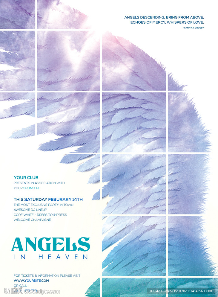 梦幻蓝色天使之翼女性主题海报