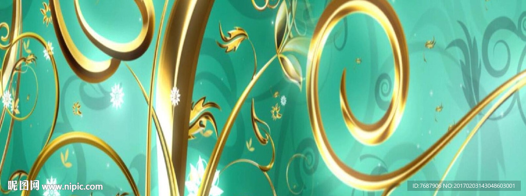 绿底金色花纹