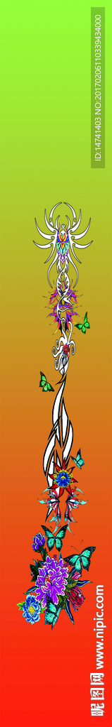 手绘绣花蝴蝶花