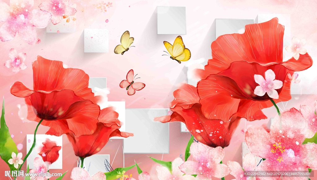 花卉3D背景墙