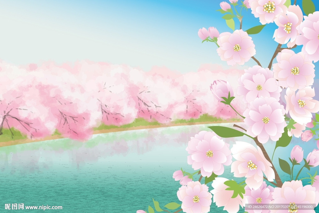 卡通樱花树