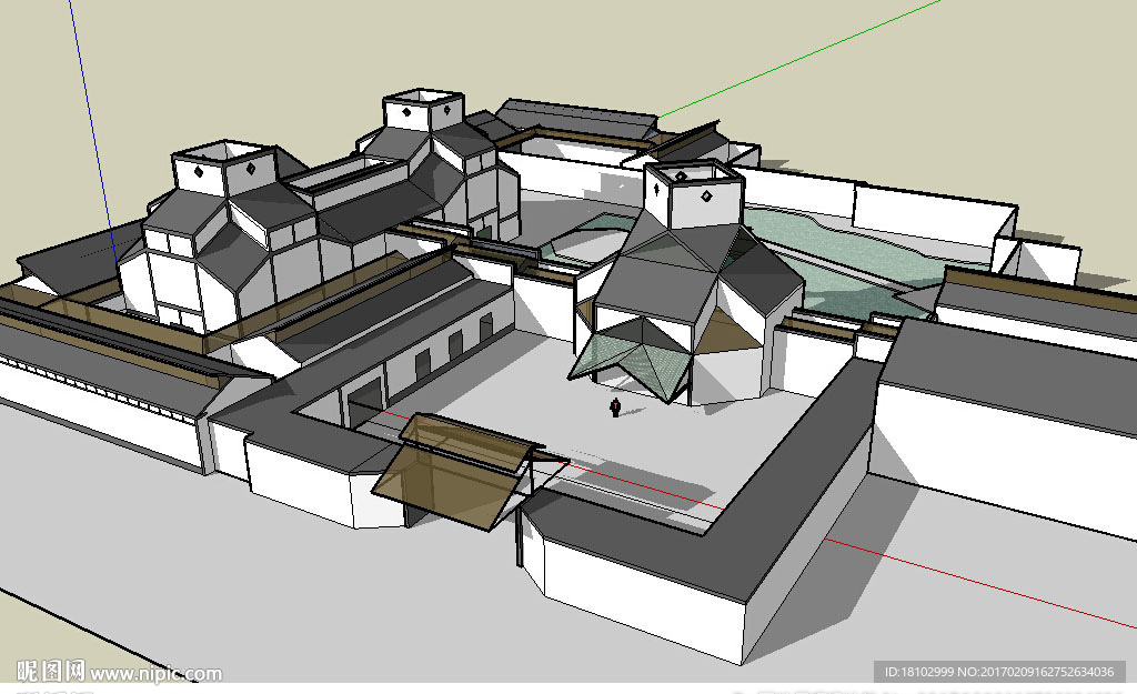 苏式博物馆建筑草图大师SU模型