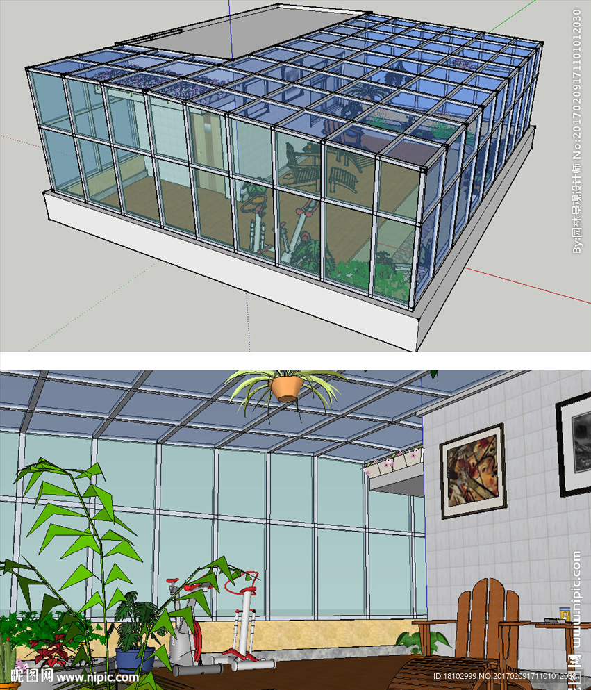 现代阳光房建筑草图大师SU模型