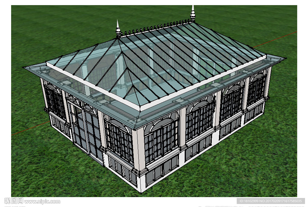 长方形阳光房草图大师SU模型