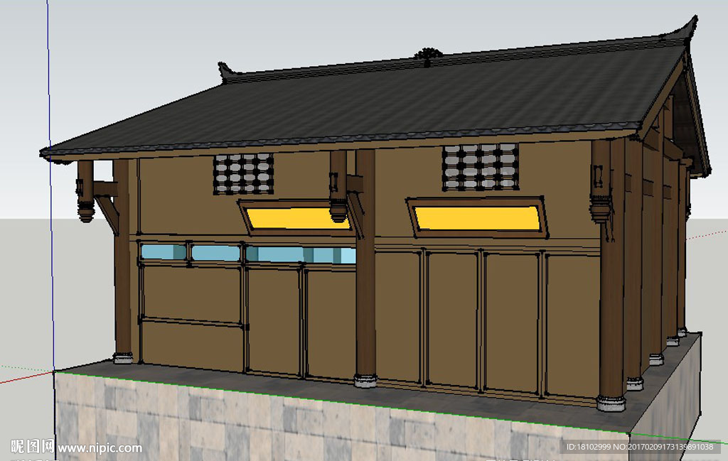 川西单体建筑一层半住宅模型