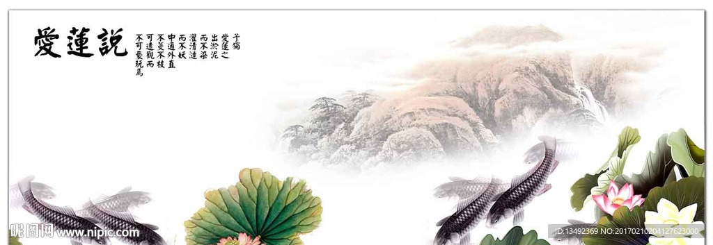 荷花国画