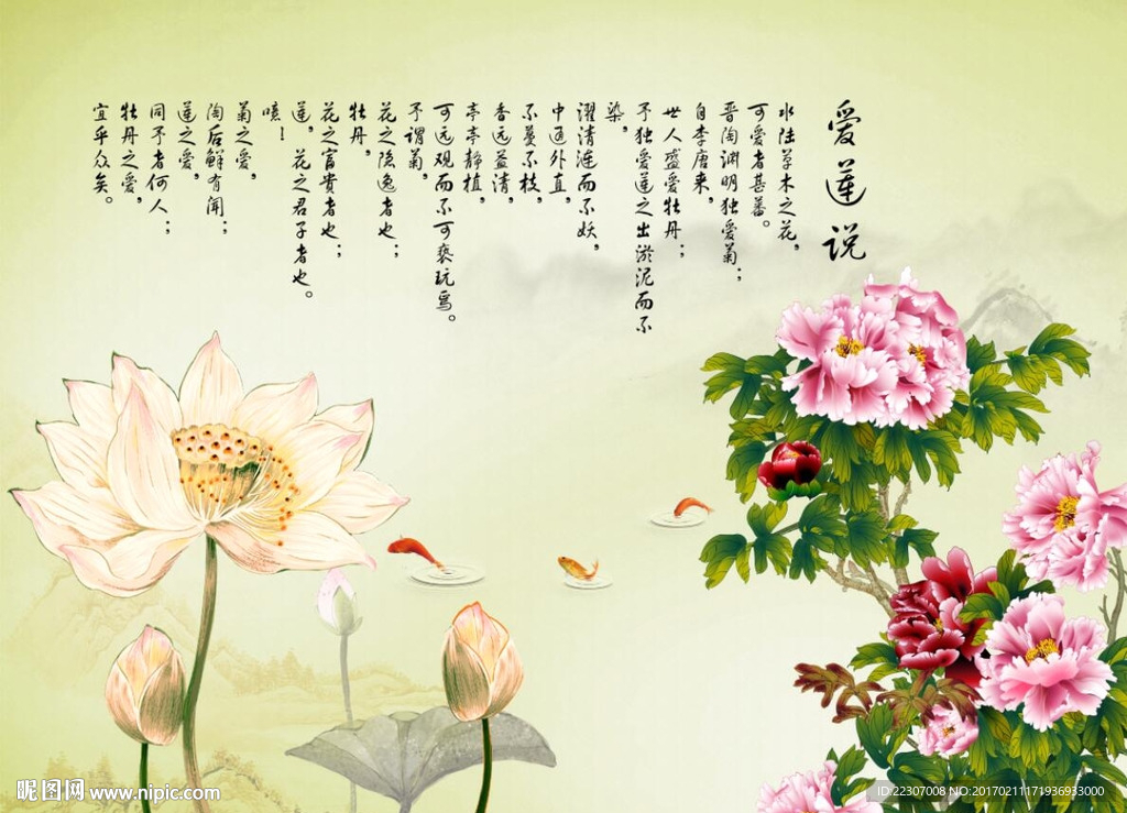 牡丹荷花图