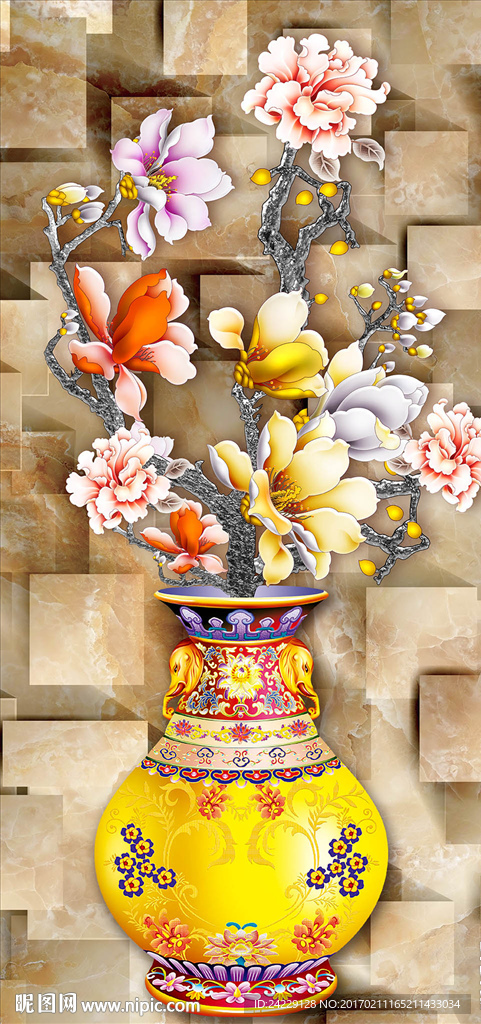 中式玉兰花瓶玄关