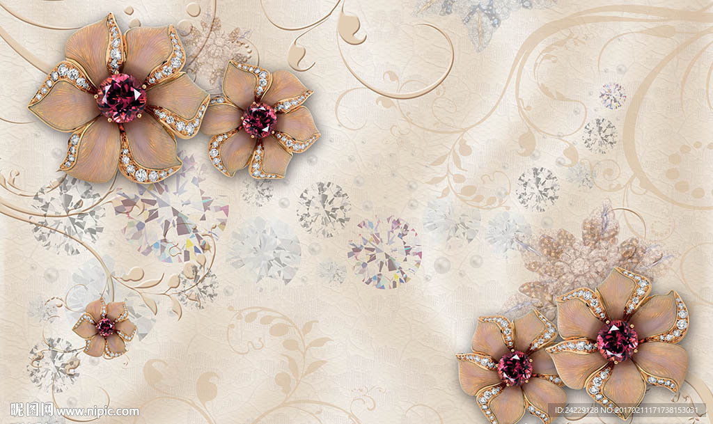 浪漫花朵珠宝背景墙