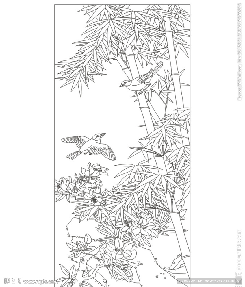 竹子小鸟图