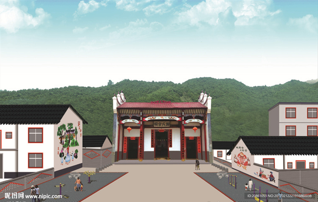 新农村祠堂节点改造规划效果图