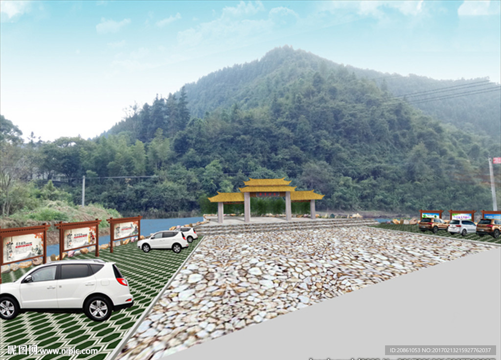 新农村停车场节点建设效果图
