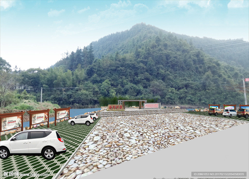 新农村停车场节点建设效果图