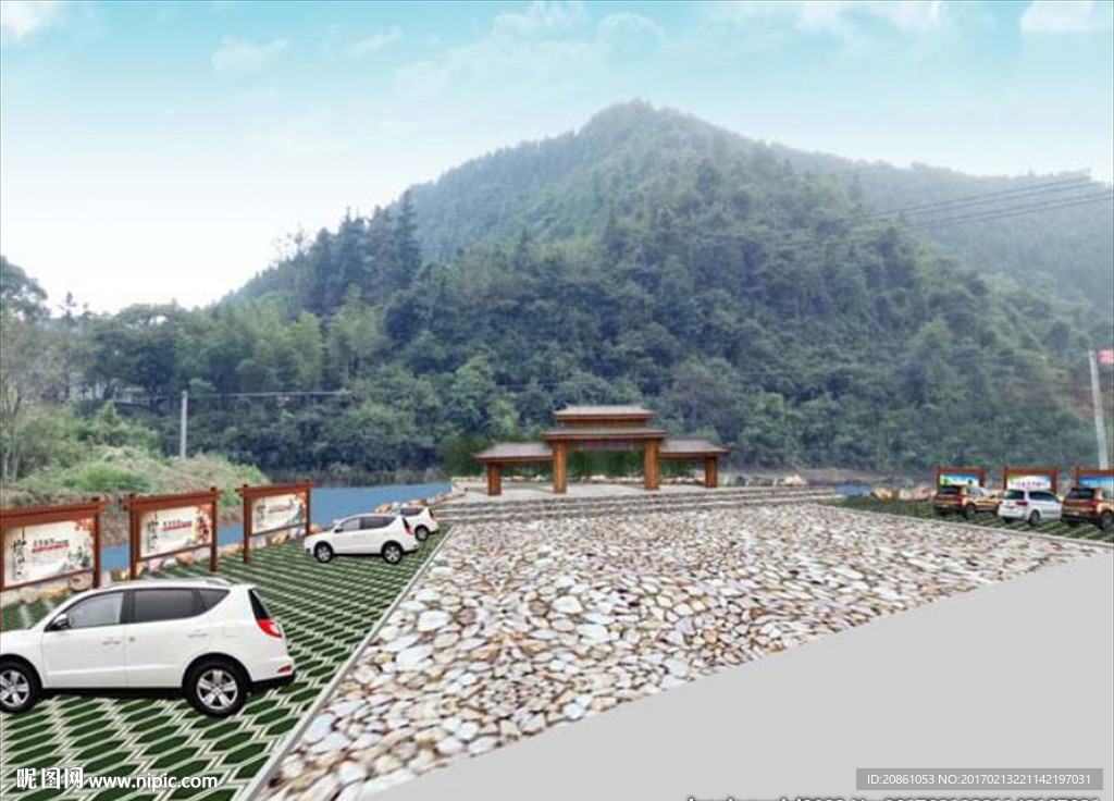 新农村停车场节点建设效果图