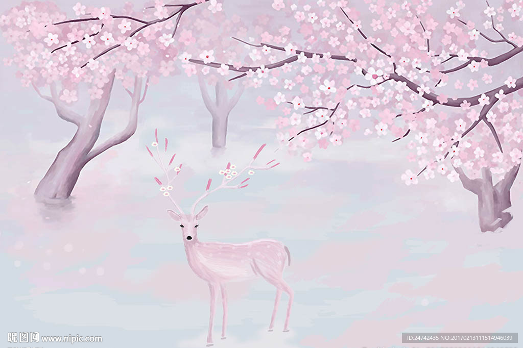 粉色桃花背景墙