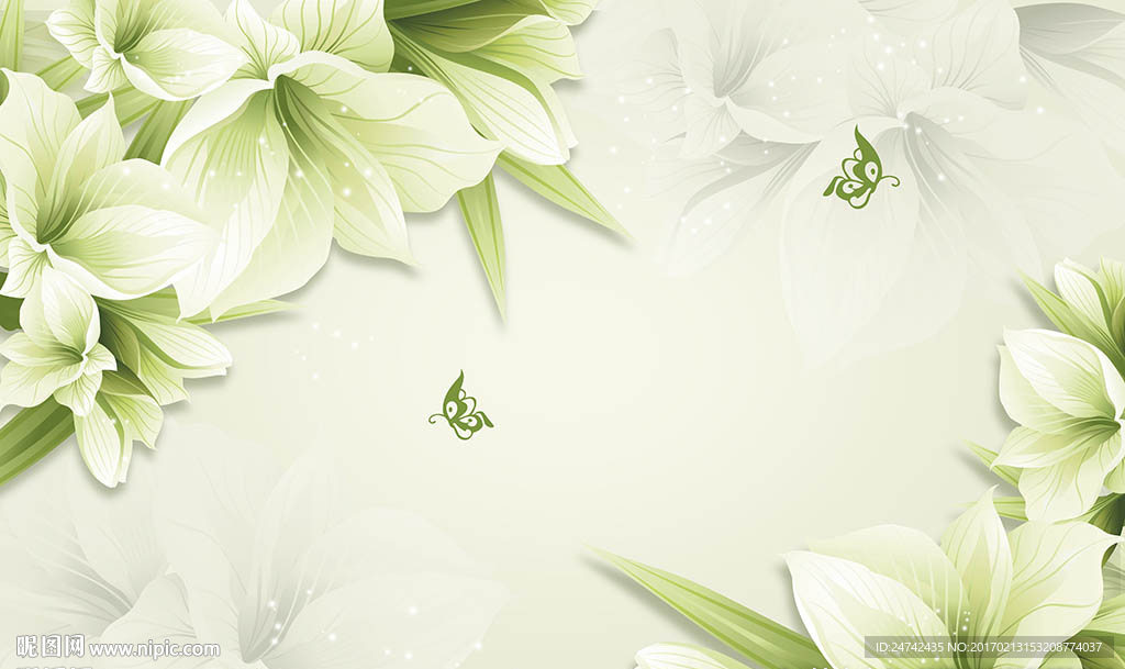 梦幻百合现代背景墙图片