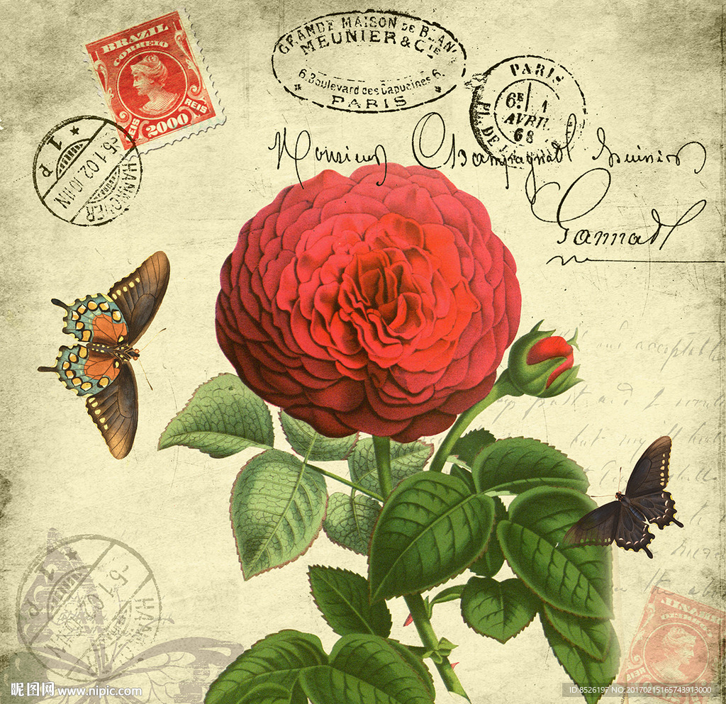 欧式复古花卉装饰画