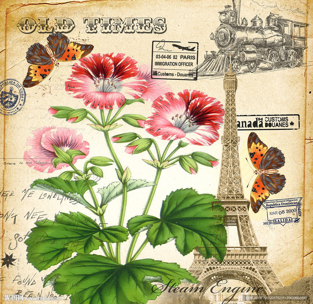 欧式复古花卉装饰画