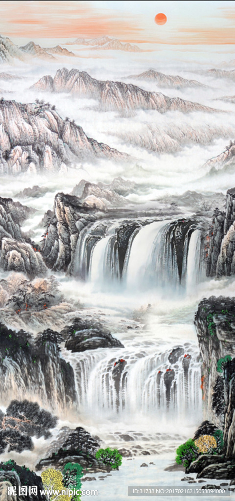 竖幅山水画