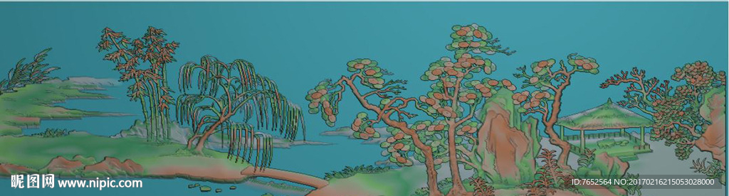 山水背板