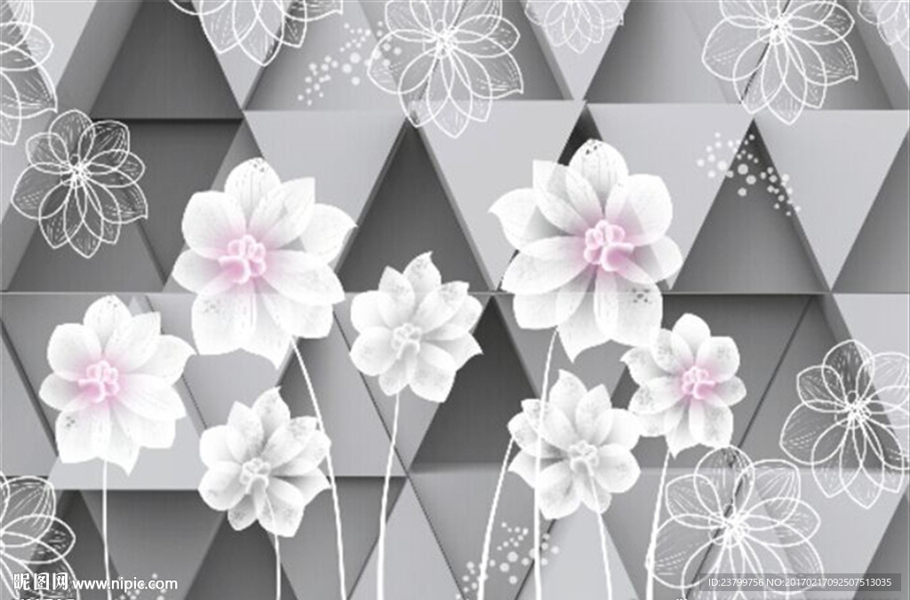 简约大气艺术花朵背景墙装饰画