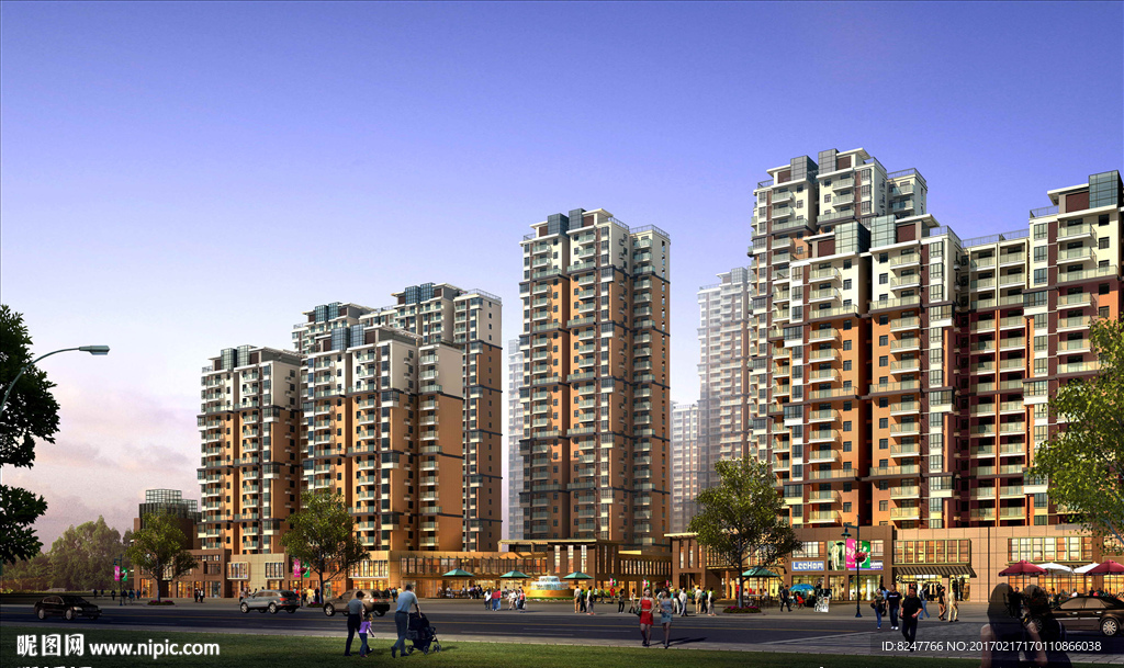 商业住宅区建筑效果图