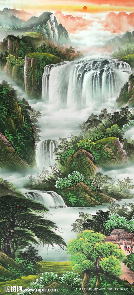 竖幅山水画