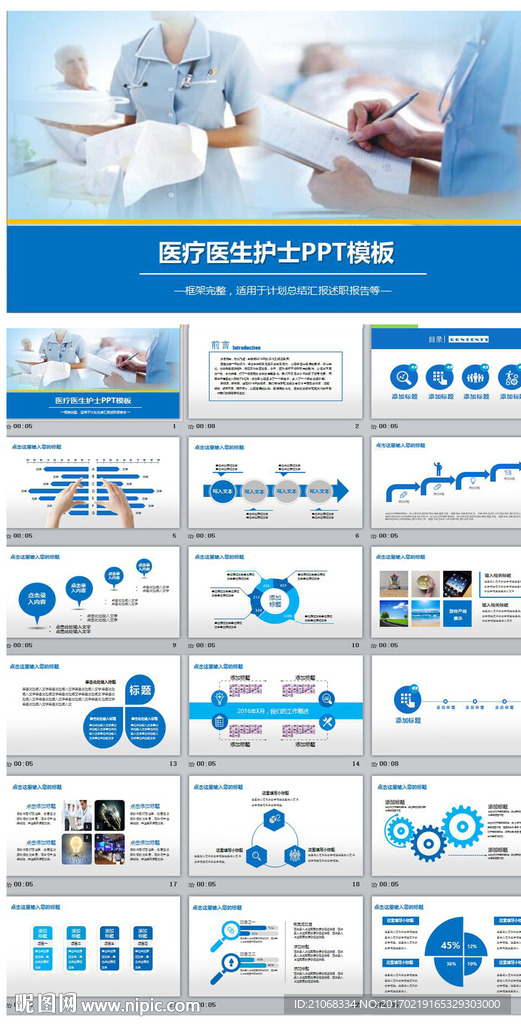 医疗医生护士工作总结PPT模板