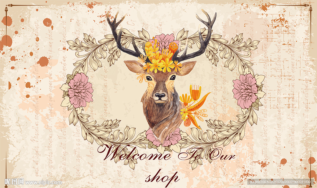 欧式麋鹿装饰画背景墙