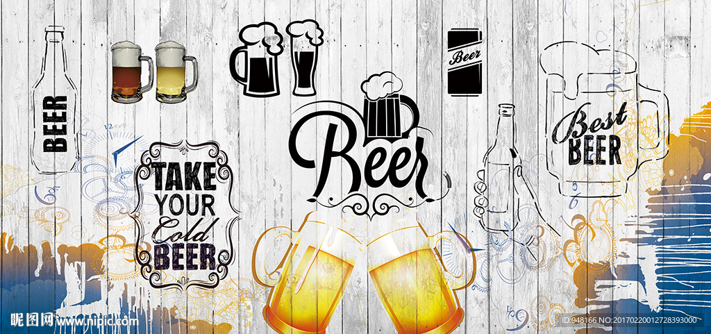 啤酒装饰画背景墙