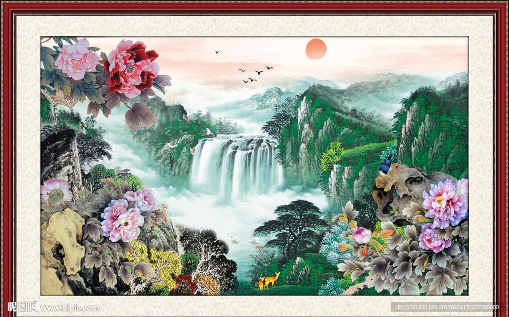 财源广进 国画牡丹