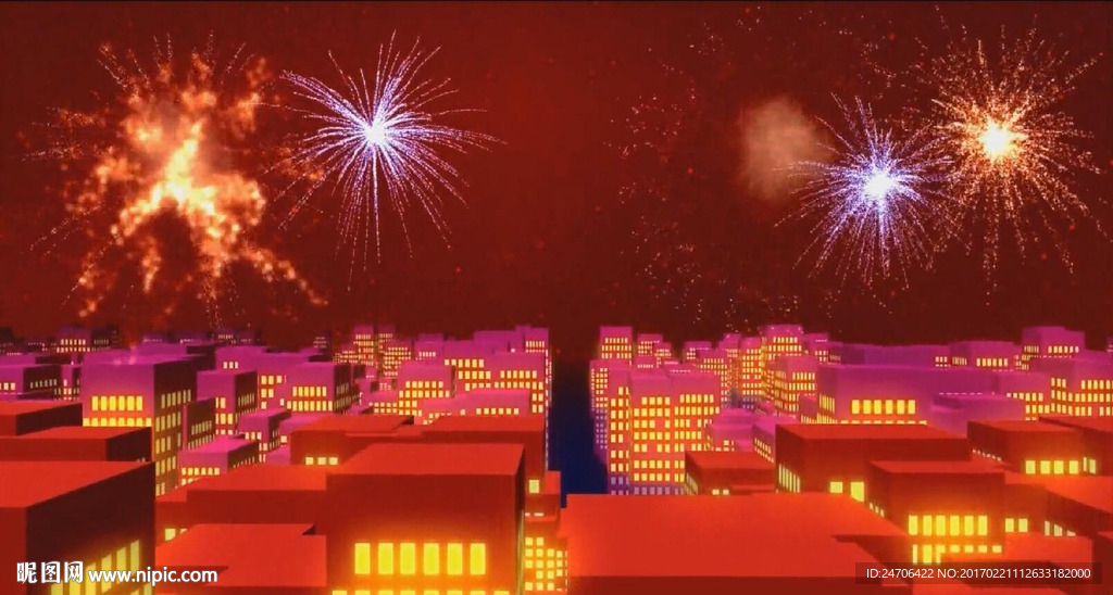 新年红色喜庆城市