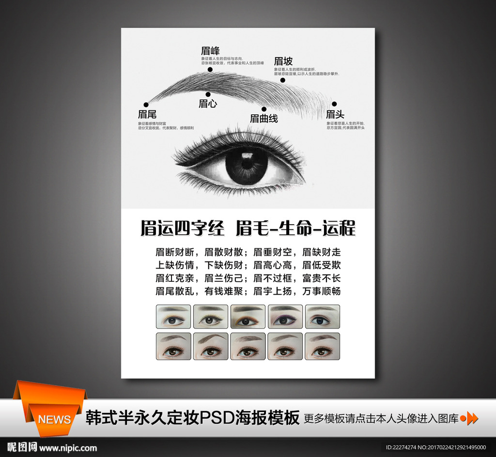眉运四字经海报挂画