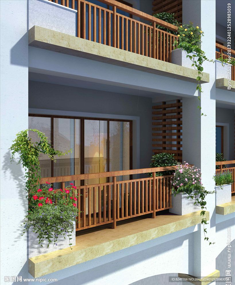 阳台建筑效果图