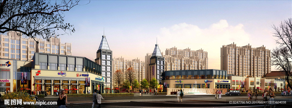 步行街商业建筑效果图
