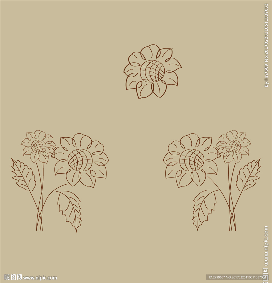 矢量线条向日葵太阳花