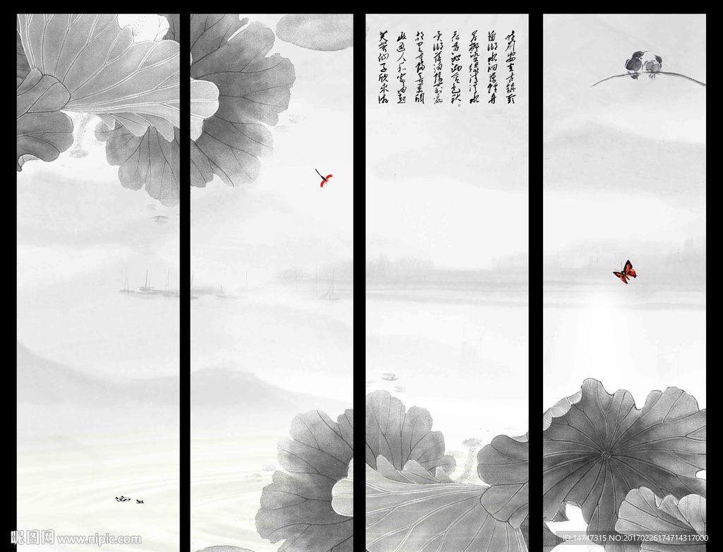 水墨荷花