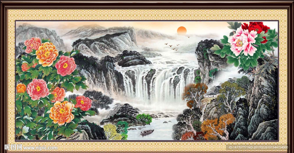 国画牡丹 山水画