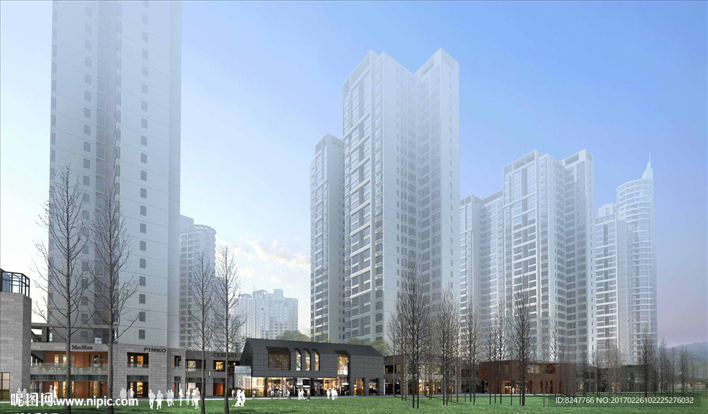 CBD商务休闲街建筑效果图