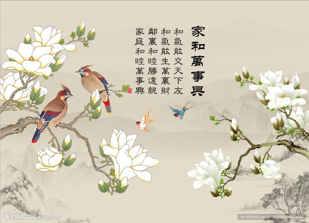 家和万事兴玉兰花